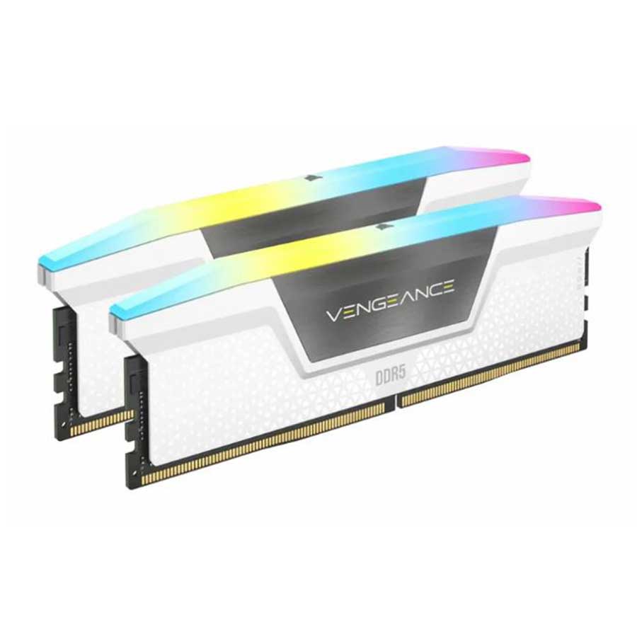 رم کورسیر مدل VENGEANCE RGB 32GB Dual 5200MHz CL36 DDR5 White  رم کورسیر مدل VENGEANCE RGB 32GB Dual 5200MHz CL36 DDR5 White